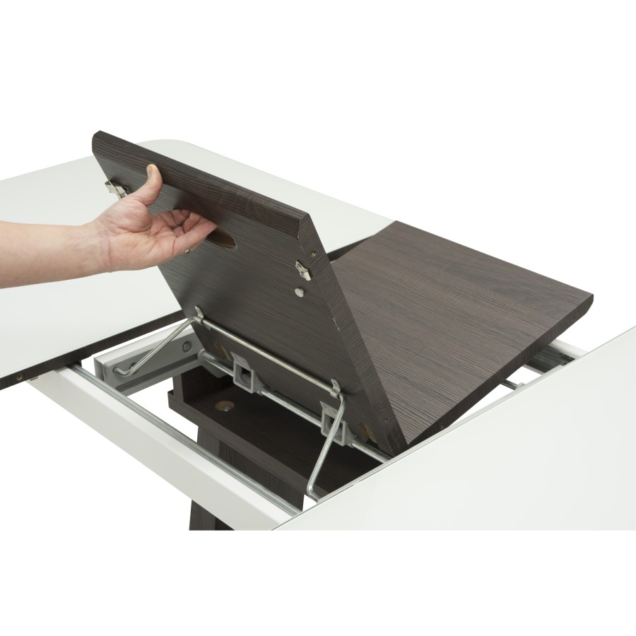 Calgary Extendable  White High Gloss Dining Table with Cocoa Insert