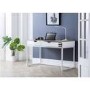 White and Oak Effect Office Desk with 2 Drawers - California - Julian Bowen