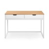 White and Oak Effect Office Desk with 2 Drawers - California - Julian Bowen