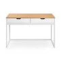 White and Oak Effect Office Desk with 2 Drawers - California - Julian Bowen