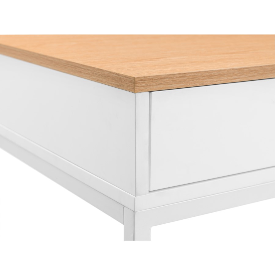 White and Oak Effect Office Desk with 2 Drawers - California - Julian Bowen