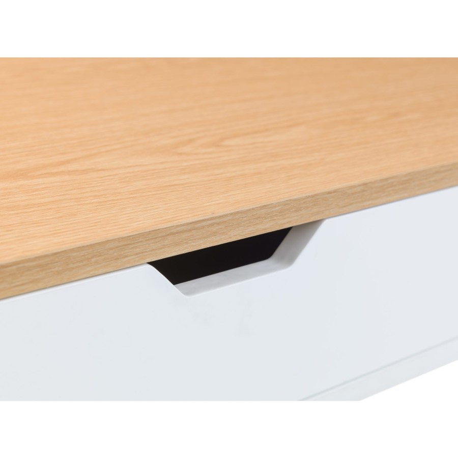 White and Oak Effect Office Desk with 2 Drawers - California - Julian Bowen