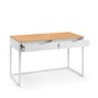 White and Oak Effect Office Desk with 2 Drawers - California - Julian Bowen