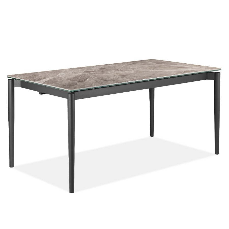 GRADE A1 - Extendable Grey Ceramic Dining Table with Marble Effect - Seats 6-8 - Camilla