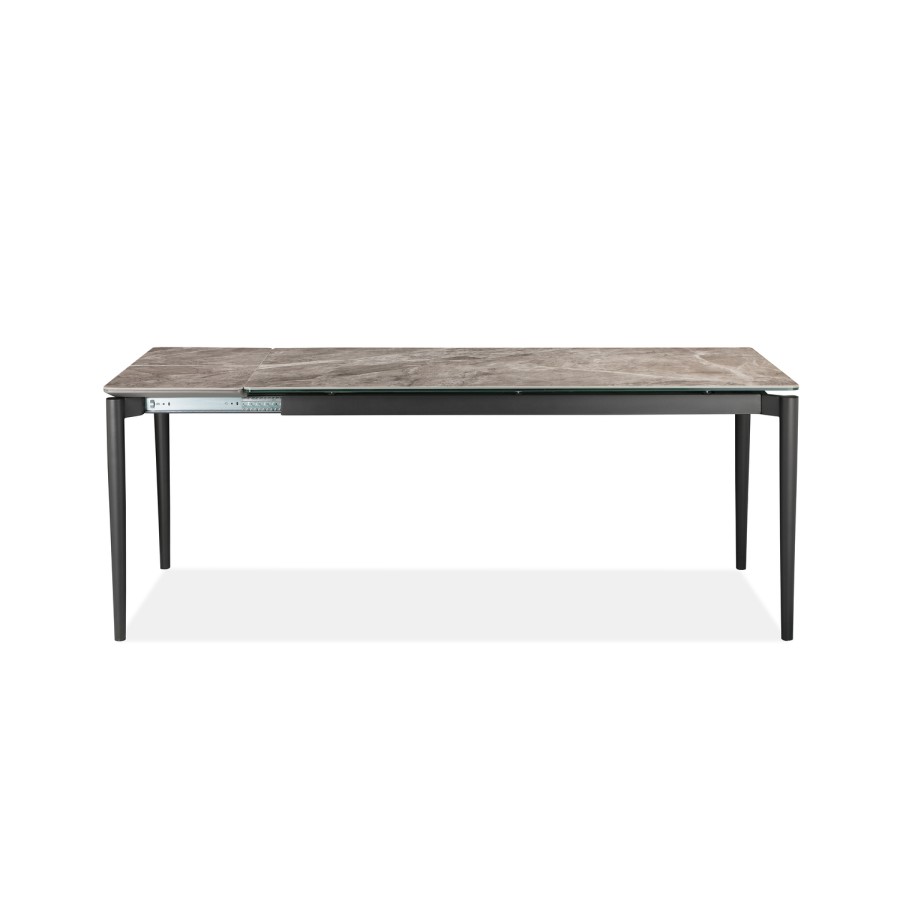 GRADE A1 - Extendable Grey Ceramic Dining Table with Marble Effect - Seats 6-8 - Camilla