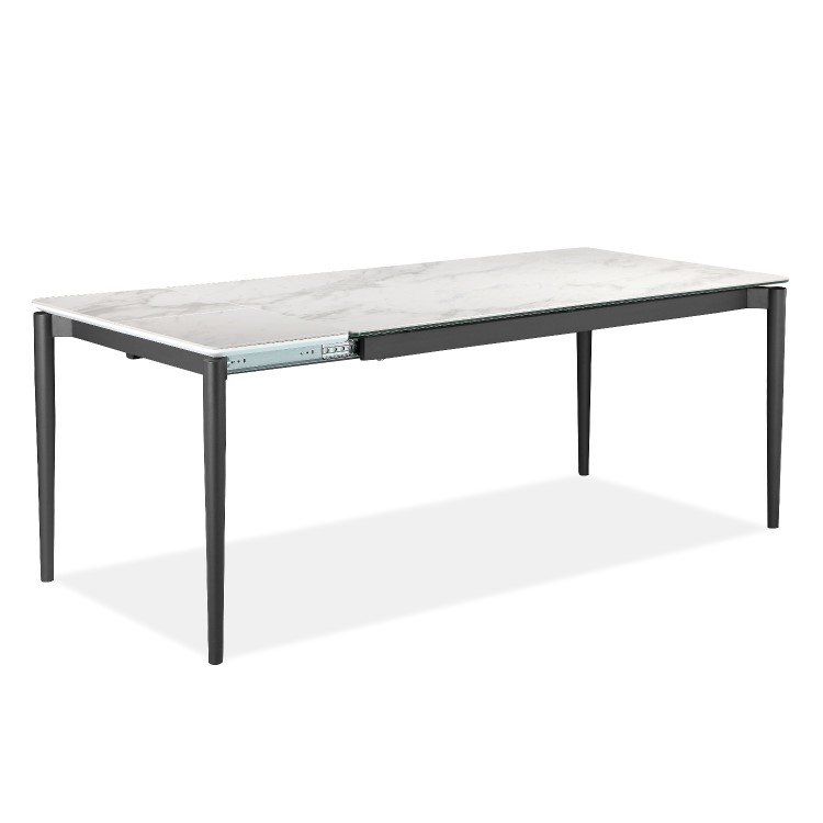 ONLY OPENED - White Marble Extendable Dining Table - Seats 6 - Camilla