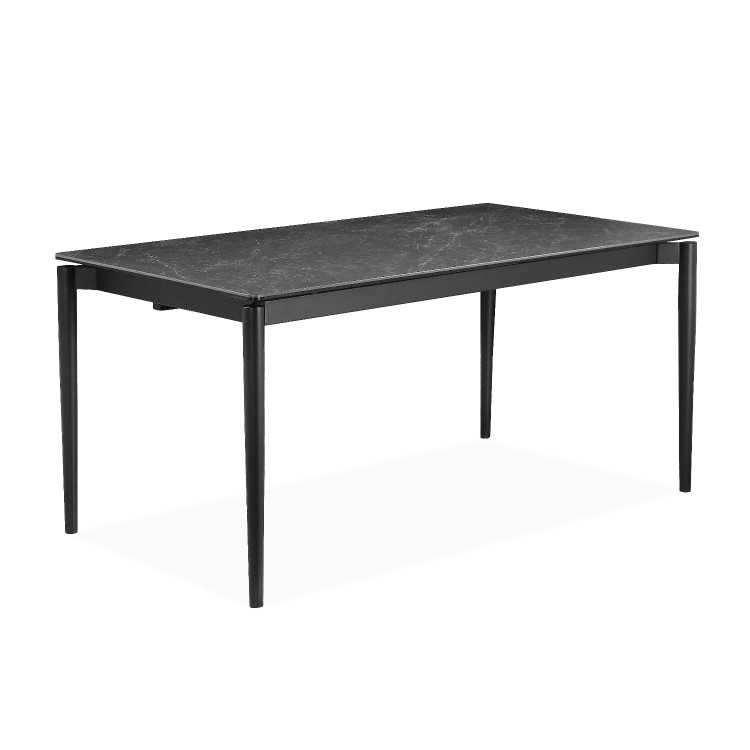 Marble Effect Extendable Ceramic Dining Table in Black - Seats 6-8 - Camilla