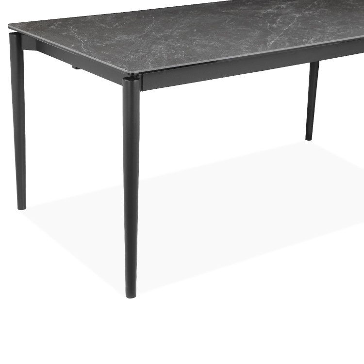 Marble Effect Extendable Ceramic Dining Table in Black - Seats 6-8 - Camilla