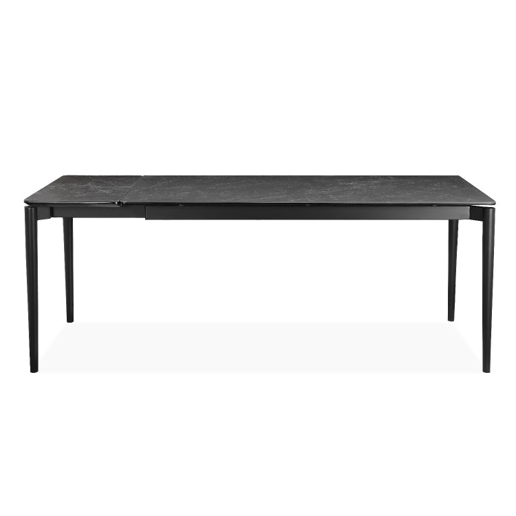 Marble Effect Extendable Ceramic Dining Table in Black - Seats 6-8 - Camilla