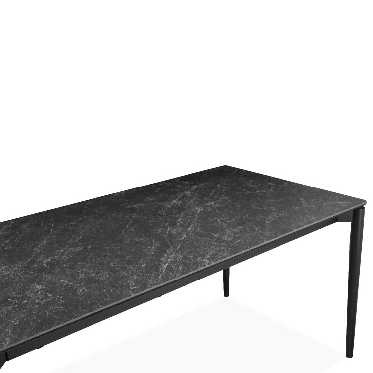 Marble Effect Extendable Ceramic Dining Table in Black - Seats 6-8 - Camilla