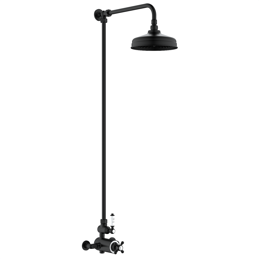 Matt Black Traditional Thermostatic Mixer Shower Set - Camden