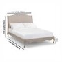 Oatmeal Fabric and Oak Wooden Double Bed Frame - Camille