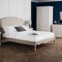 Oatmeal Fabric and Oak Wooden Super King Bed Frame - Camille