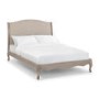 Oatmeal Fabric and Oak Wooden Double Bed Frame - Camille