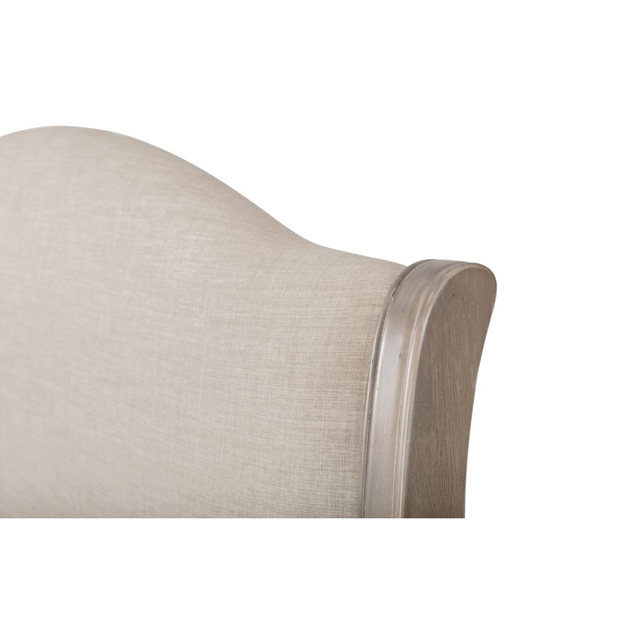 Oatmeal Fabric and Oak Wooden Double Bed Frame - Camille