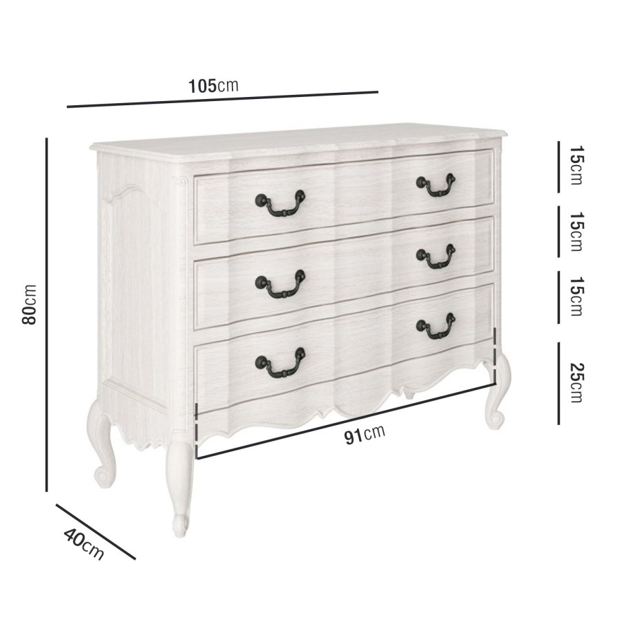 GRADE A2 - French Chateau Handmade White Chest of Drawers