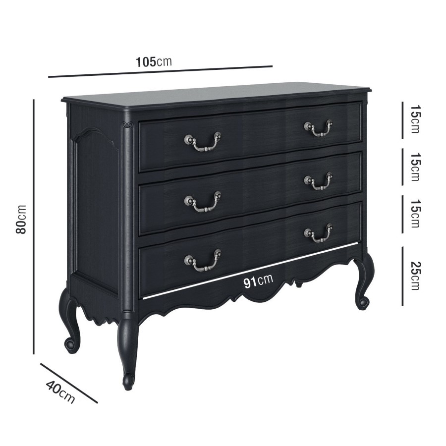 GRADE A1 - Camilla 3 Drawer Accent Chest of Drawers with Curved Detail in Dark Grey