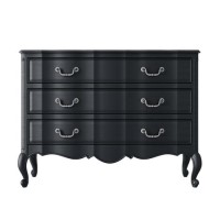 GRADE A1 - Camilla 3 Drawer Accent Chest of Drawers with Curved Detail in Dark Grey