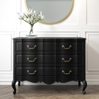 French Chateau Handmade Black Chest of Drawers - 3 Drawer