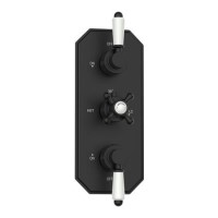 Black Traditional 2 Outlet Concealed Thermostatic Concealed Shower Valve with Triple Control - Cambridge