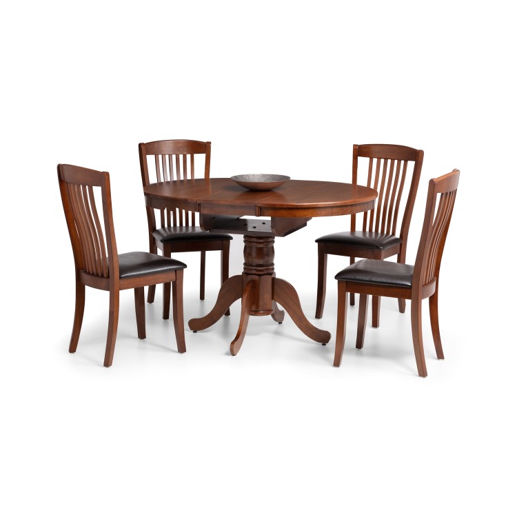 Julian Bowen Canterbury Round Extending Dining Table - Mahogany