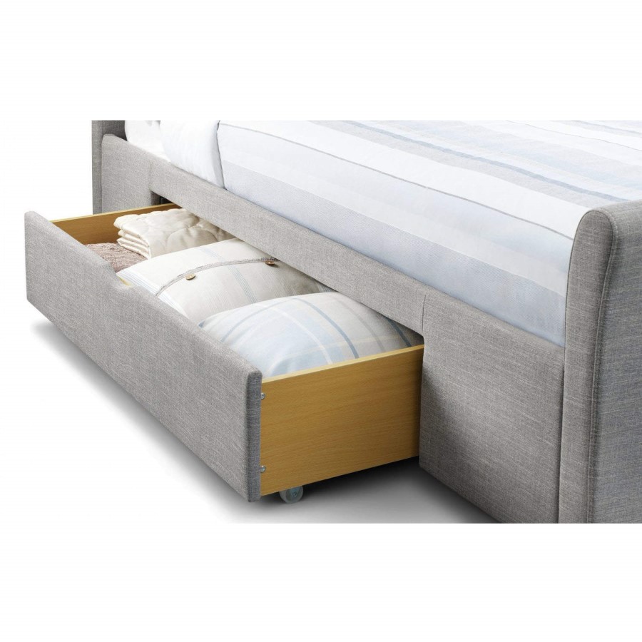 GRADE A1 - Julian Bowen Capri Grey Upholstered Double Bed With Under Bed Storage
