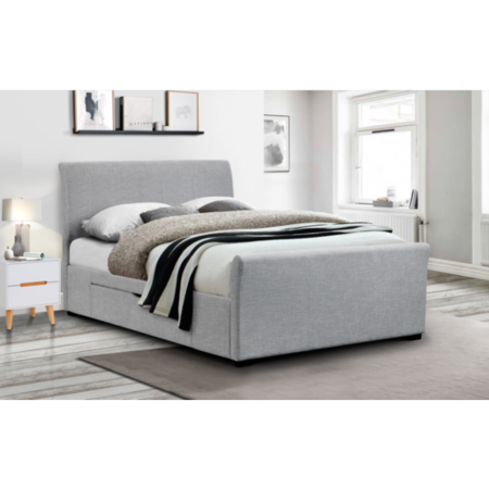 Capri Grey Upholstered Kingsize Bed, Grey King Size Bed With Storage