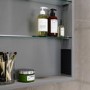 Single Door Chrome Mirrored Bathroom Cabinet with Battery Operated Lights 500 x 700mm - Capricorn