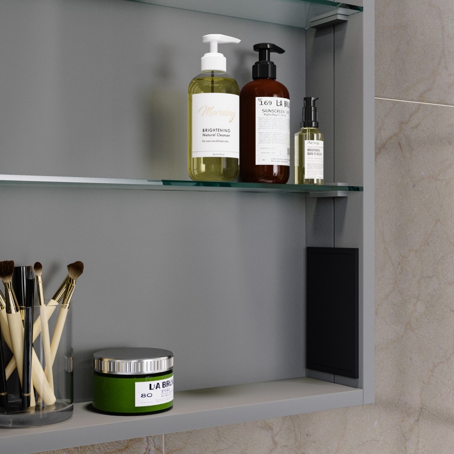 Single Door Chrome Mirrored Bathroom Cabinet with Battery Operated Lights 500 x 700mm - Capricorn