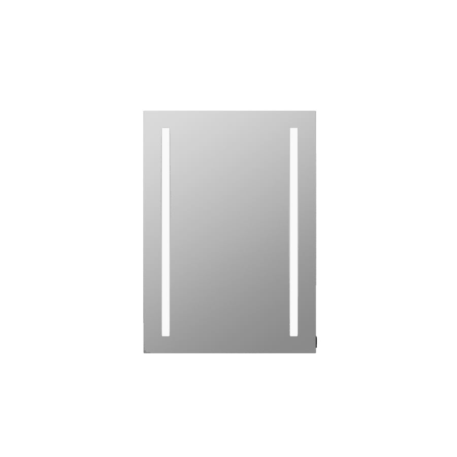 Single Door Chrome Mirrored Bathroom Cabinet with Battery Operated Lights 500 x 700mm - Capricorn