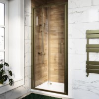 Brushed Brass 800mm Sliding Shower Door 6mm Glass - Carina