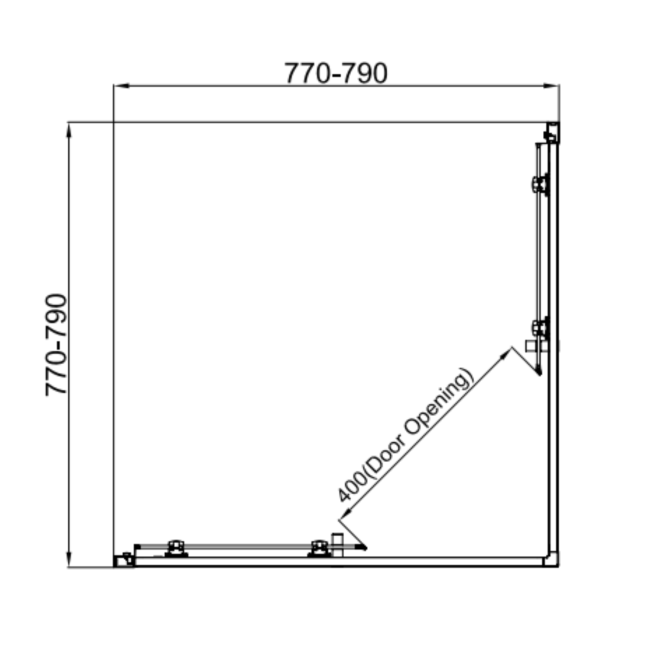 Chrome 6mm Glass Square Corner Entry Shower Enclosure 800mm -Carina