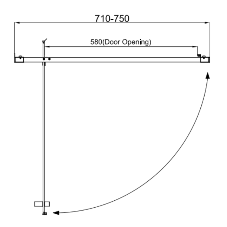 760mm Chrome Hinged Shower Door 6mm Glass - Carina