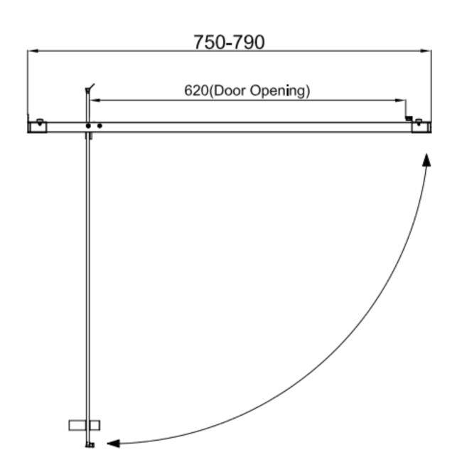 Chrome 800mm Hinged Shower Door 6mm Glass - Carina