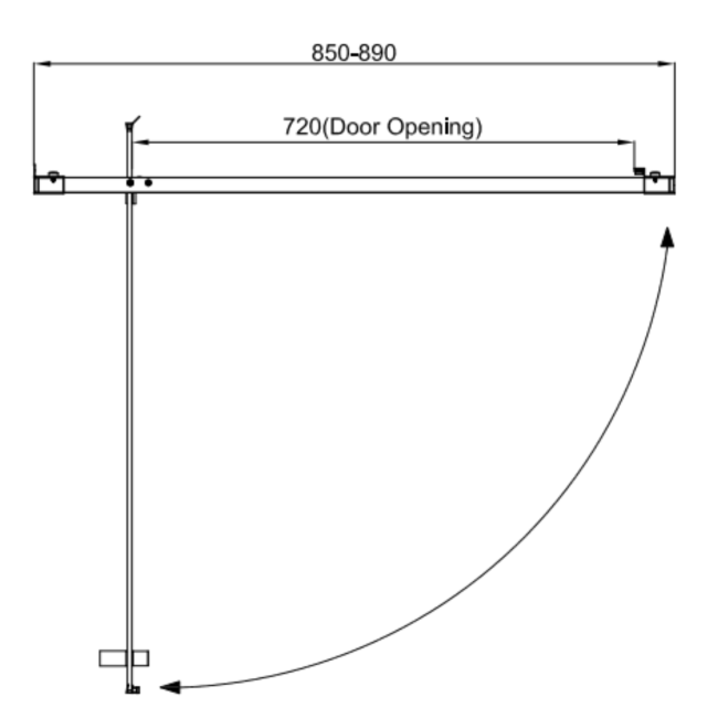 Chrome 900mm Hinged Shower Door 6mm Glass - Carina