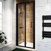 Black 900mm Bi-Fold Shower Door 6mm Glass - Carina