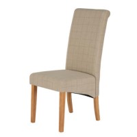 World Furniture Carnaby Pair of Fabric Dining Chairs in Stone and Grey Check