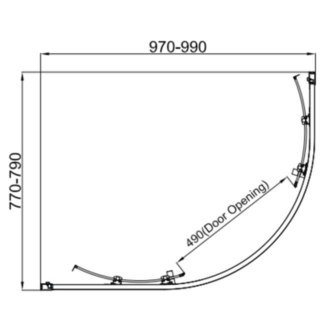 Carina  1000x800mm 6mm Offset Quadrant