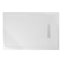 1000x800mm Square Shower Tray 25mm with Linear Waste - White Stone Resin - Cascade