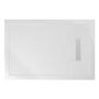 1000x800mm Square Shower Tray 25mm with Linear Waste - White Stone Resin - Cascade