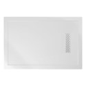 CAS120X90 1200x900mm Square Shower Tray 25mm with Linear Waste - White Stone Resin - Cascade