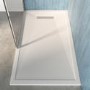 1400x900mm Rectangular Low-Profile Shower Tray 25mm with Linear Waste - White Stone Resin - Cascade