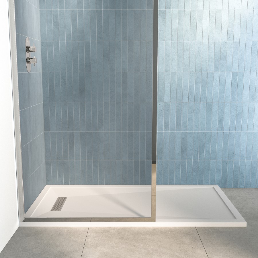 1500x800mm Rectangular Shower Tray – Slimline 25mm – Stone Resin – White – Cascade