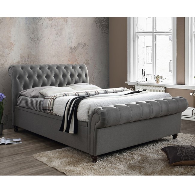 Birlea Castello Upholstered Grey Side Ottoman Double Bed