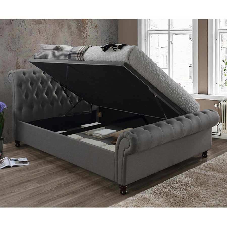 Birlea Castello King Size Side Ottoman Bed in Grey Fabric