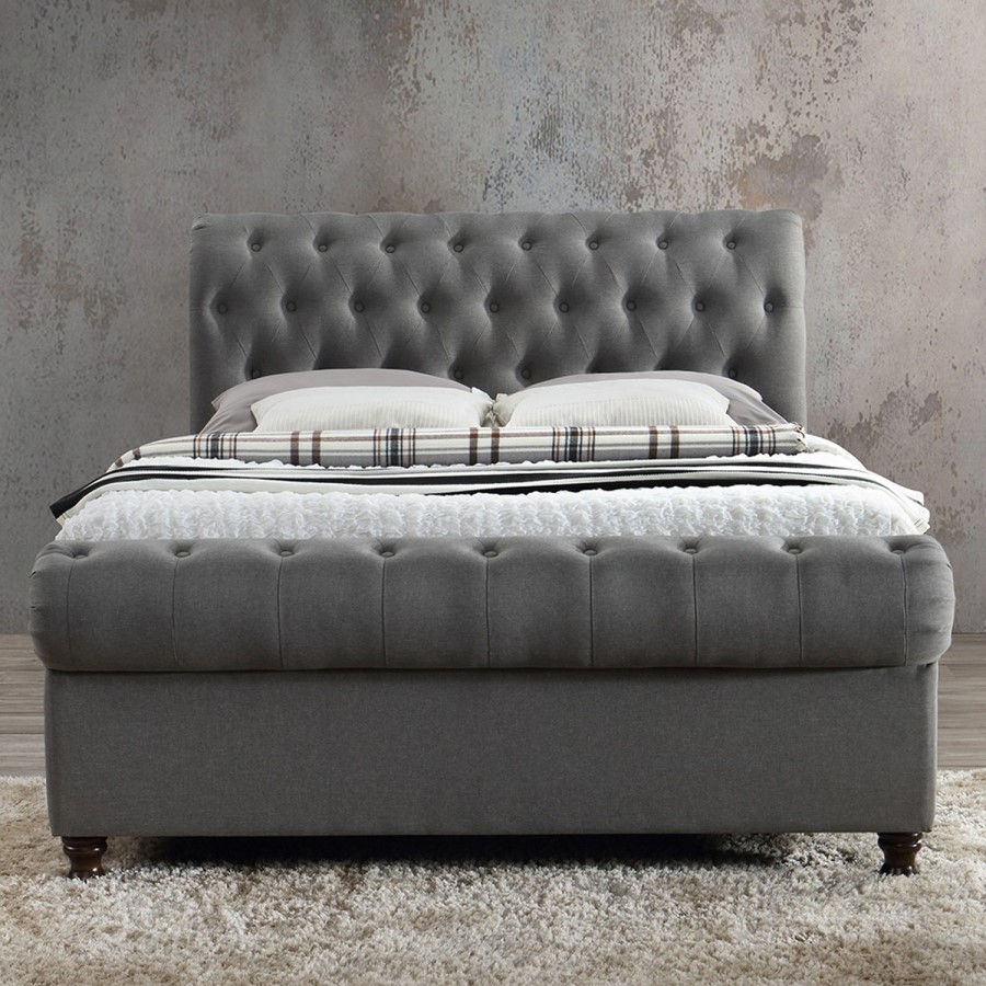 Birlea Castello King Size Side Ottoman Bed in Grey Fabric
