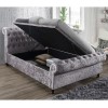Birlea Castello Side Ottoman Double Bed Upholstered in Steel Crushed Velvet