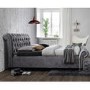 Birlea Castello Side Ottoman Kingsize Bed Upholstered in Steel Crushed Velvet