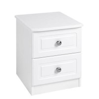 One Call Furniture Century 2 Drawer Bedside Chest in Pearl White