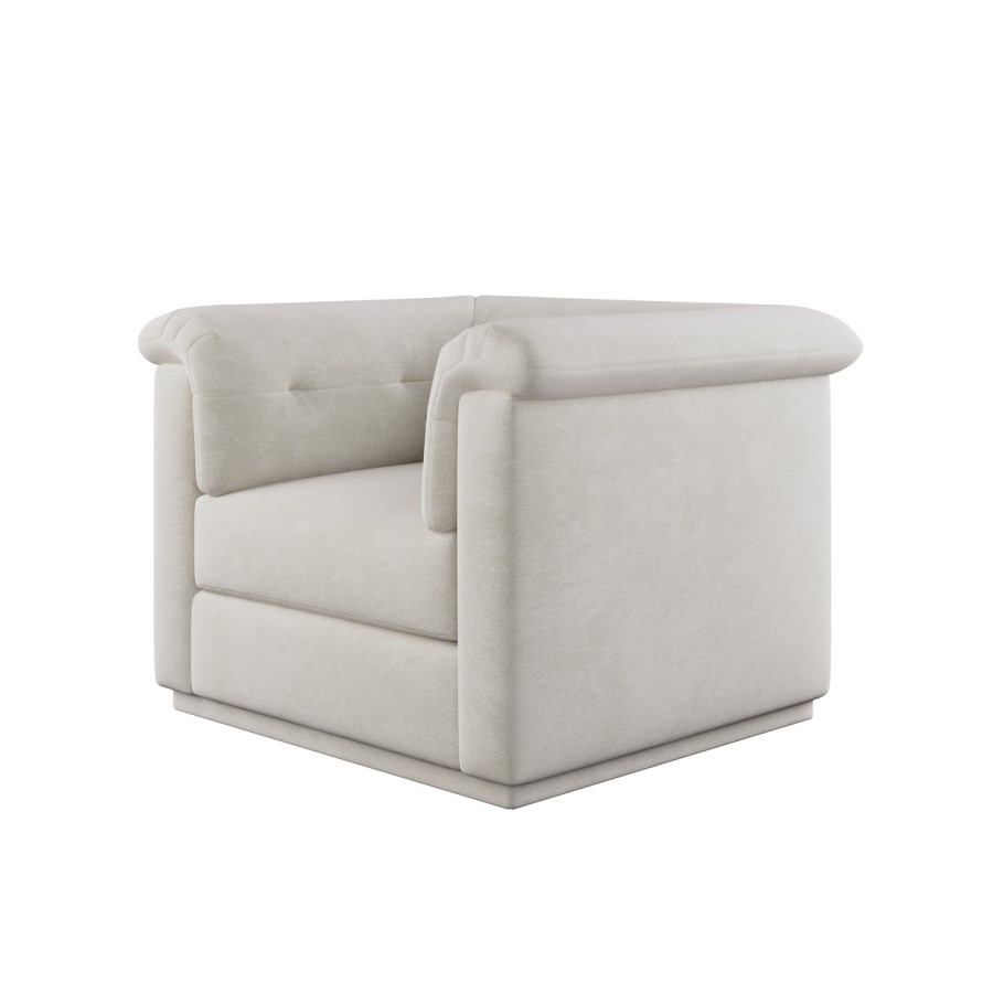 Cream Chenille Armchair - Caleb 